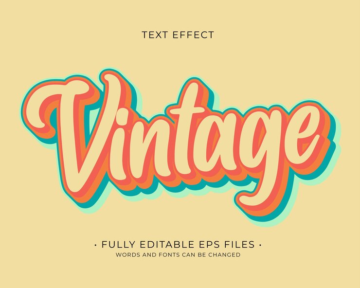 Vector vector de efecto de texto vintage