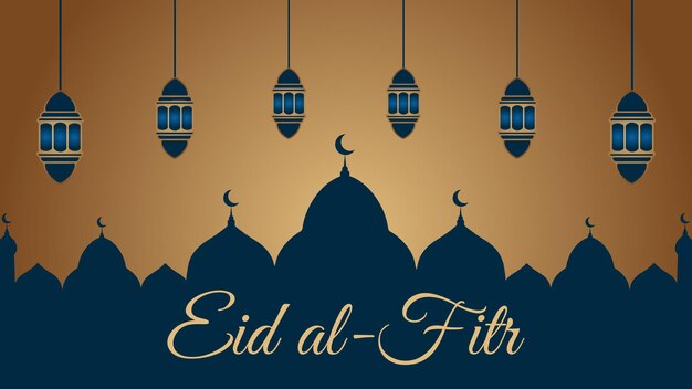 VECTOR EID ALFITR CON FONDO DORADO