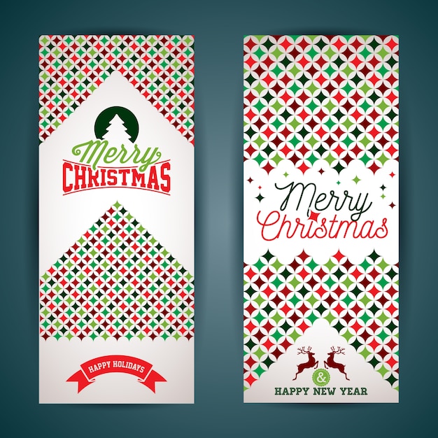 Vector el ejemplo de la tarjeta de felicitación de la Feliz Navidad con el diseño tipográfico y el modelo abstracto de la textura del color en fondo limpio.