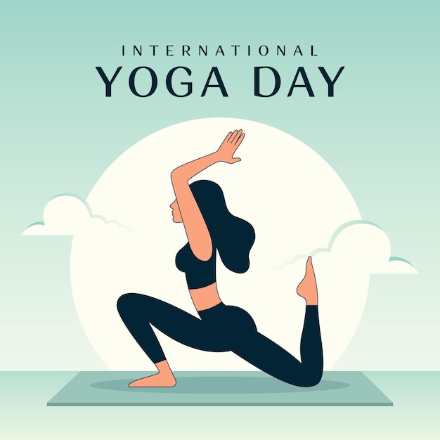 Vector de ejercicios para mujeres en el Día Internacional del Yoga