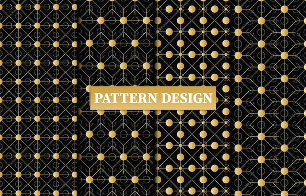 Vector elegante fondo de línea hexagonal con diseño de 4 variaciones