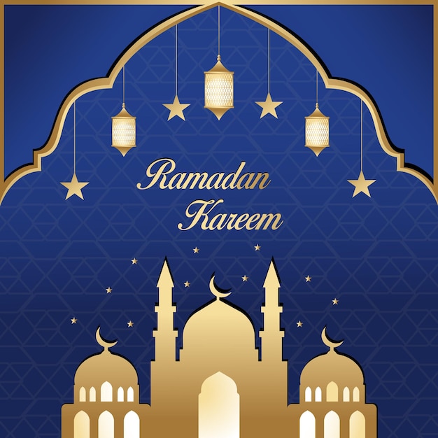 vector elegante ramadan kareem eid mubarak oro lujoso festival árabe islámico plantilla de tarjeta