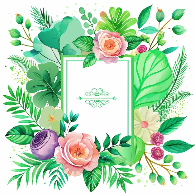 Vector vector elegante tarjeta de diseño de bodas floral verde