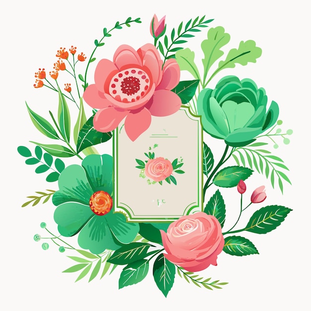 Vector elegante tarjeta de diseño de bodas floral verde