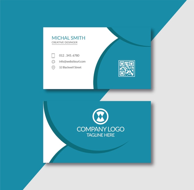 vector elegante tarjeta de visita tarjeta de visita azul y blanca