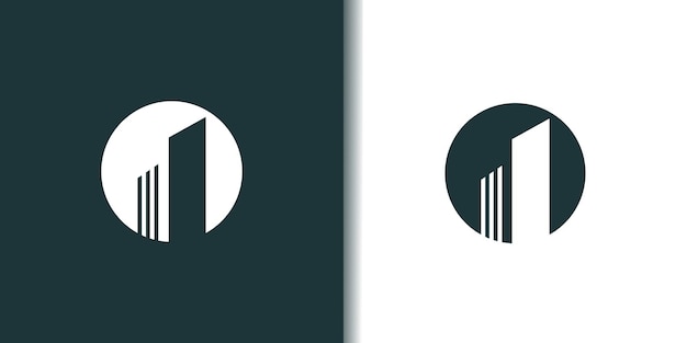 El vector del elemento de diseño del logotipo del edificio con un concepto moderno