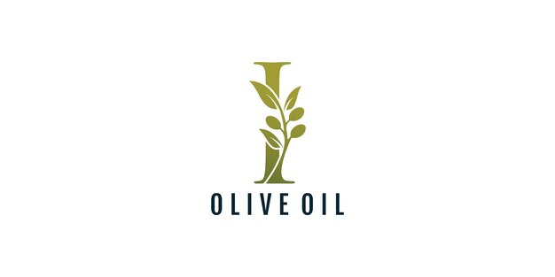 Vector del elemento de diseño del logotipo de la letra I con concepto de oliva