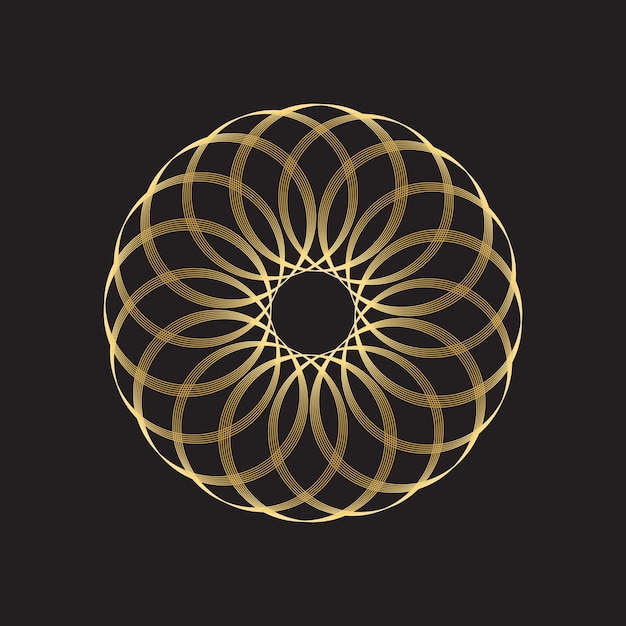 Vector de elemento geométrico golden torus yantra sobre fondo negro