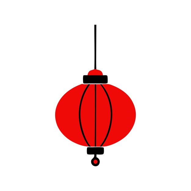 Vector de elemento de linterna de papel chino aislado en fondo blanco