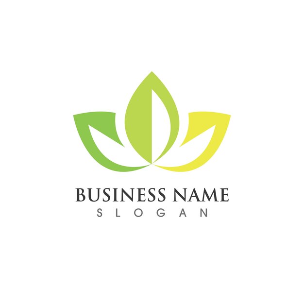 Vector de elemento de naturaleza de ecología de logotipo de hoja de árbol verde