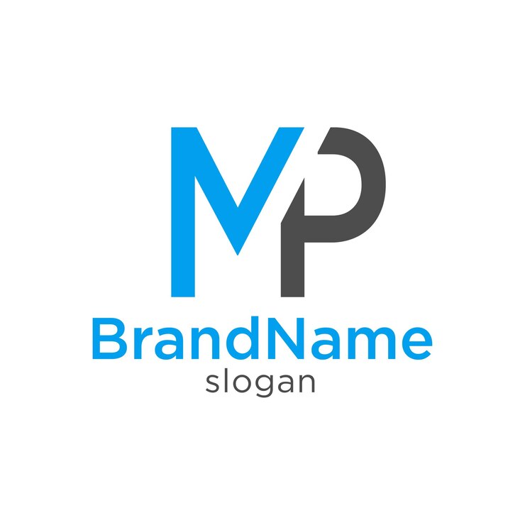 Vector vector de elemento de negocio de logotipo de corte de letra mp