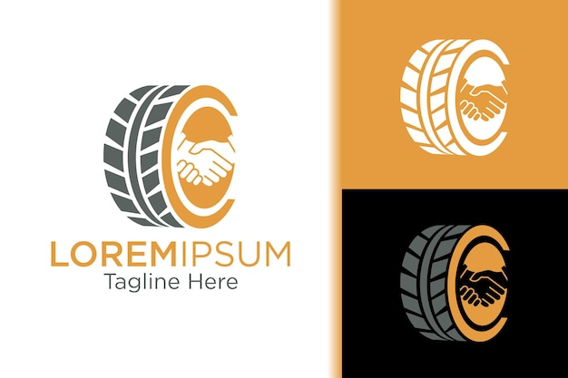 Vector de elemento de plantilla de diseño de logotipo de neumático y trato