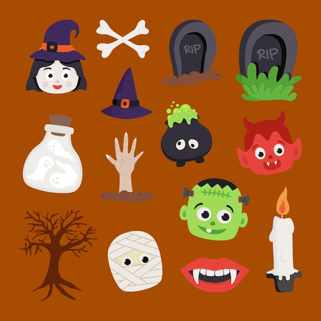 Vector de elementos de diseño de Halloween