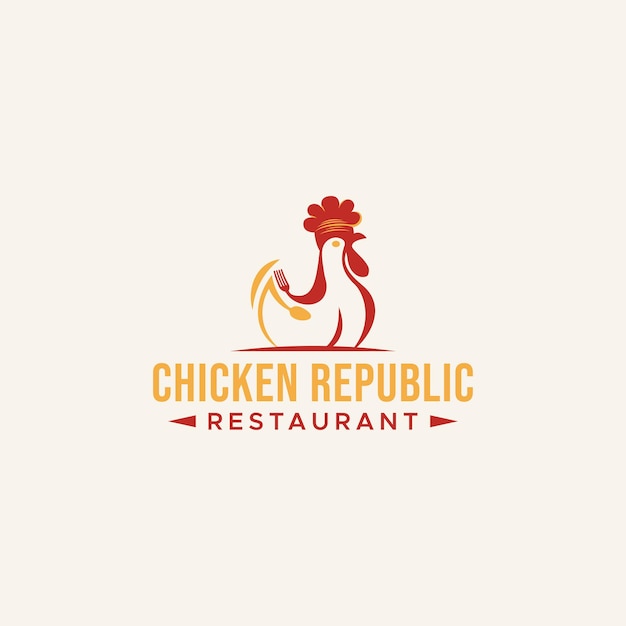 El vector de elementos de diseño del logotipo de Chicken Republic Delicious Restaurant es adecuado para restaurantes de negocios c