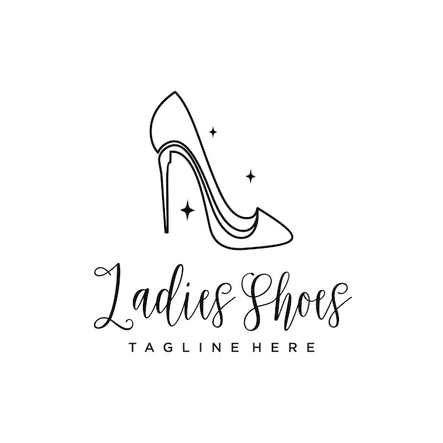 Vector de elementos de diseño de logotipo de zapatos para la moda de belleza femenina con un concepto moderno