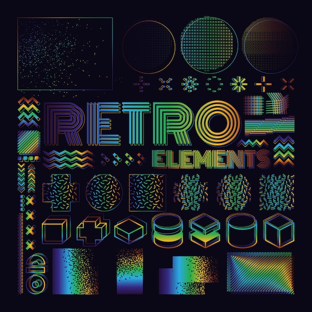 Vector elementos de diseño de Memphis Los gráficos retro establecen las tendencias de diseño de los años 80 y geométricas vintage