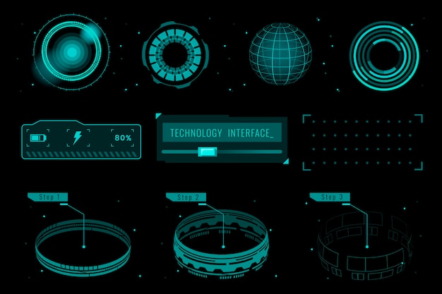 Vector de elementos de diseño de plantilla de interfaz de tecnología