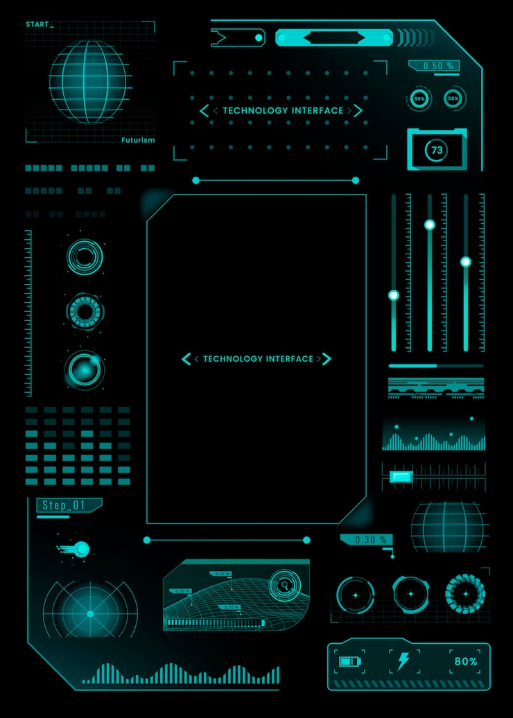 Vector vector de elementos de diseño de plantilla de interfaz de tecnología