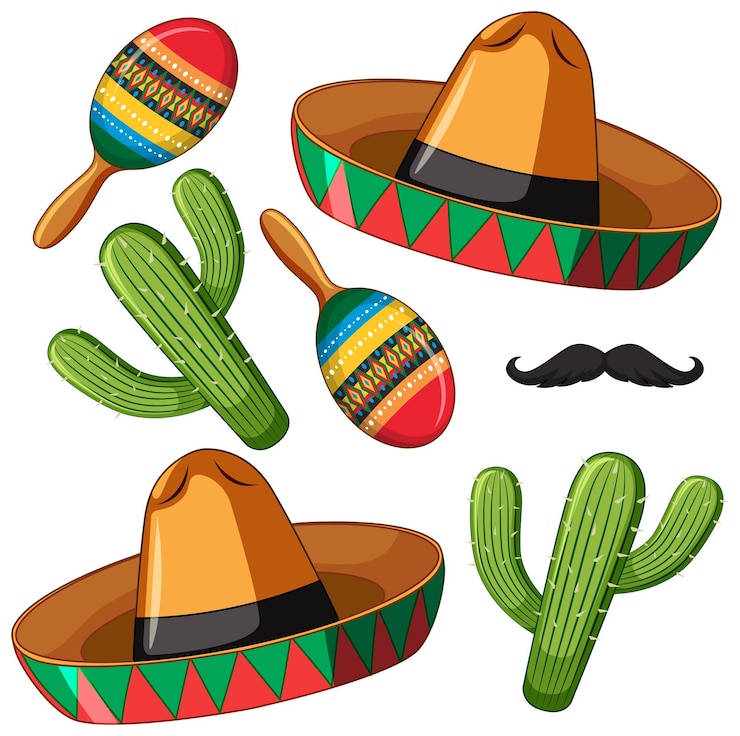 Vector vector de los elementos de la fiesta mexicana
