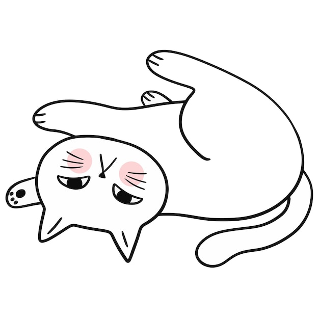 El vector de elementos de gato blanco gracioso y lindo de dibujos animados