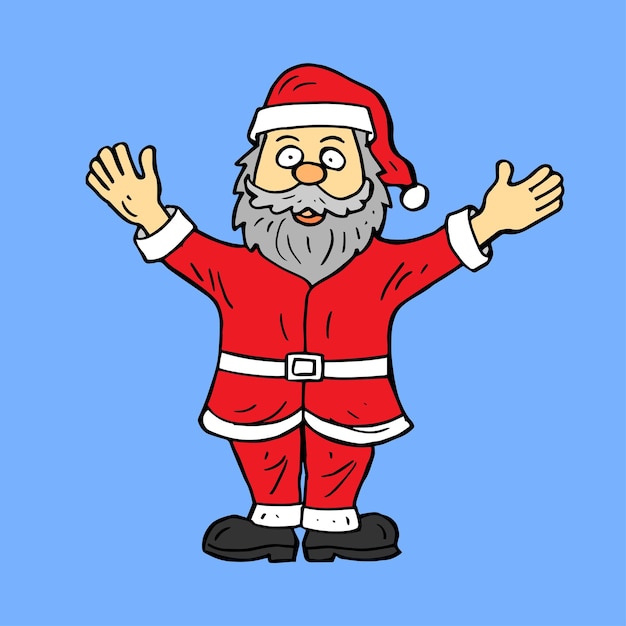 Vector de elementos de ilustración dibujados a mano de Santa en color