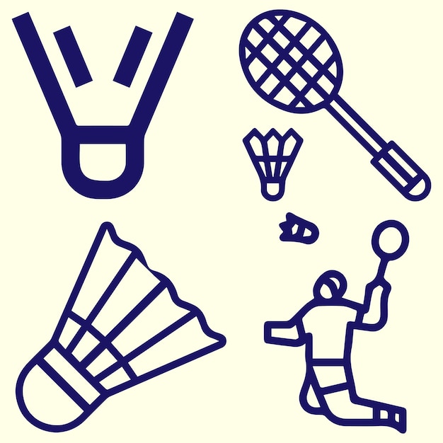 Vector de elementos de juego de bádminton