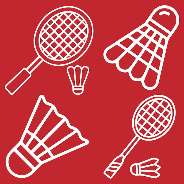 Vector de elementos de juego de bádminton