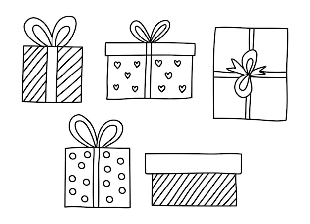 Vector de elementos de línea de Navidad, vector de regalos de Navidad, elementos minimalistas de año nuevo, arte de línea