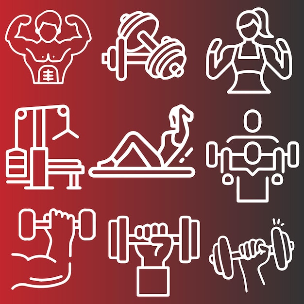 Vector de elementos del logotipo del gimnasio y el ejercicio