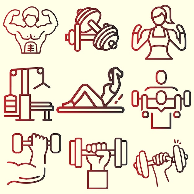 Vector de elementos del logotipo del gimnasio y el ejercicio