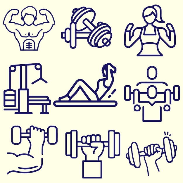 Vector de elementos del logotipo del gimnasio y el ejercicio