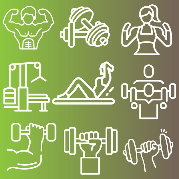 Vector de elementos del logotipo del gimnasio y el ejercicio