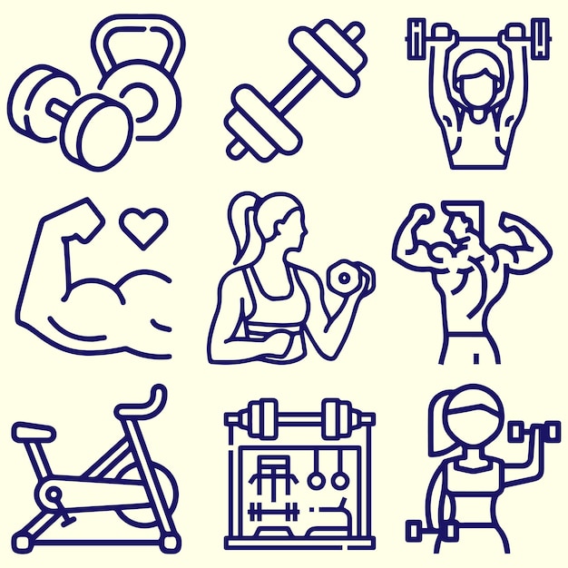 Vector de elementos del logotipo del gimnasio