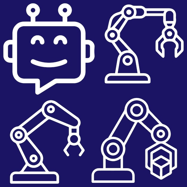 Vector de elementos del logotipo del robot o del conjunto de iconos