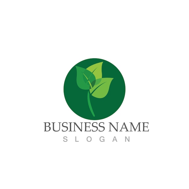 Vector de elementos naturales de la ecología del logotipo de la hoja verde
