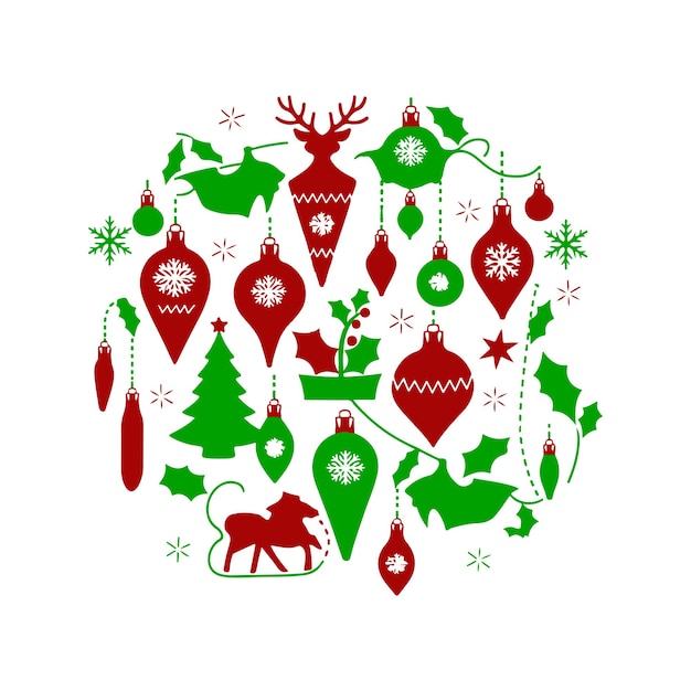 Vector de los elementos de Navidad