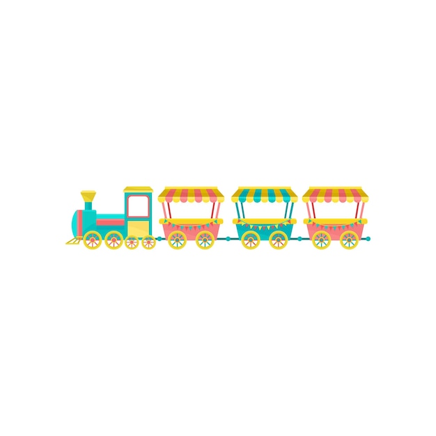 El vector de elementos del parque de atracciones del carrusel de trenes Ilustración aislada sobre un fondo blanco