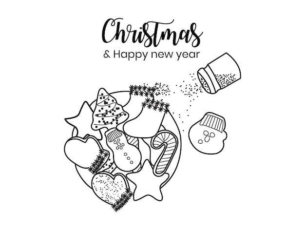 Vector de elementos de regalos de Navidad realistas dibujados a mano