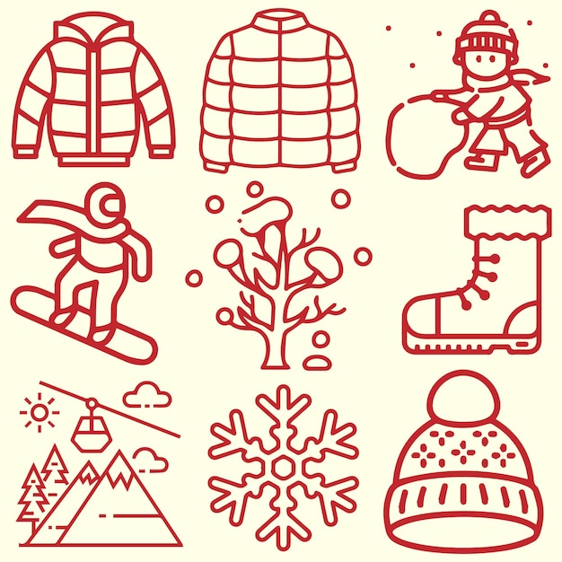 Vector de elementos de la temporada de invierno