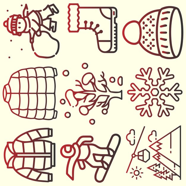 Vector de elementos de la temporada de invierno