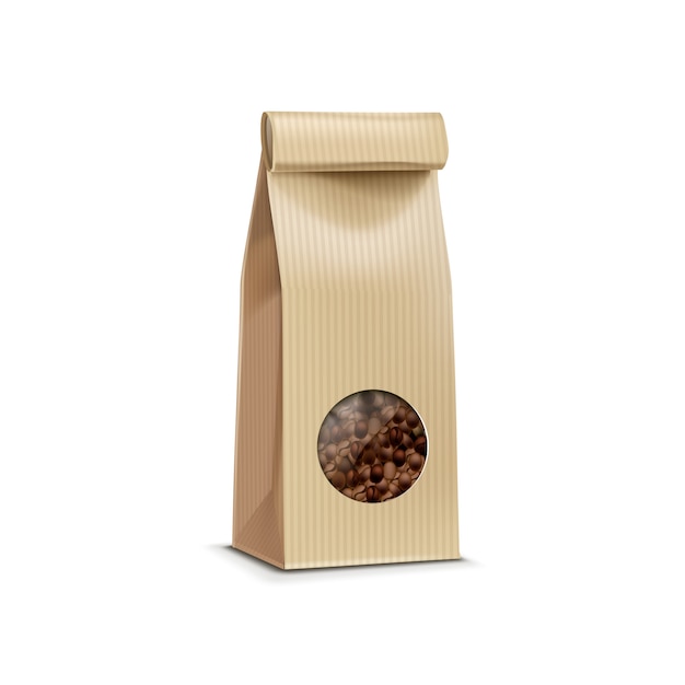 Vector vector de embalaje de café paquete bolsa aislado en blanco