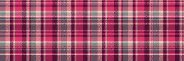 Vector de embalaje flujo textil sin costuras textura de patrón a cuadros tela de fondo de arte tartan chequeo en colores rosa y rojo