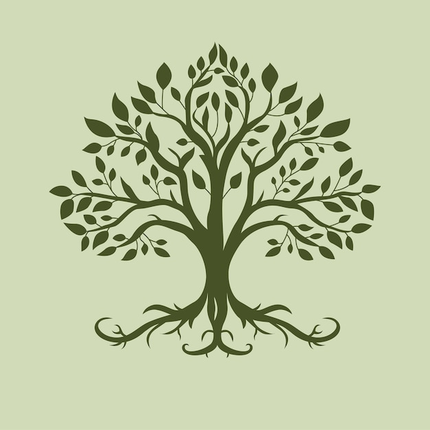 Vector emblema del árbol de la vida que simboliza la renovación del crecimiento y la belleza natural en forma artística