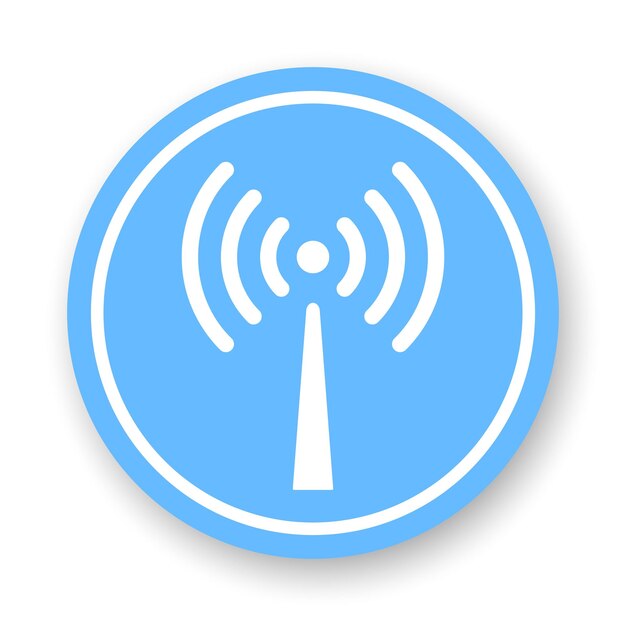 Vector de emisión icono redondo Glifo blanco sobre fondo azul