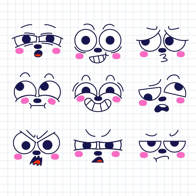 Vector vector de emociones de los ojos de dibujos animados