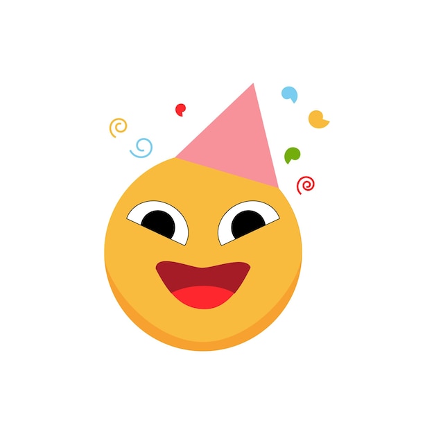 Vector de emoji de dibujos animados de feliz cumpleaños sonriente