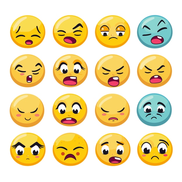 Vector vector de emoticones de emoción en fondo blanco