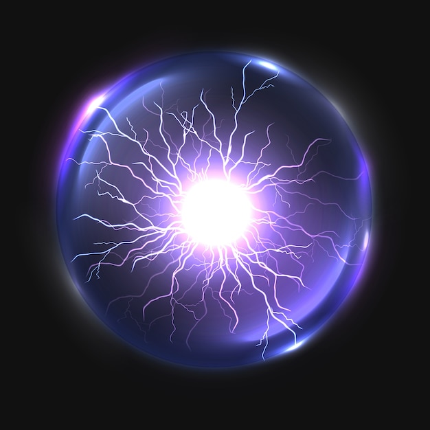 vector de energía bola eléctrica en negro