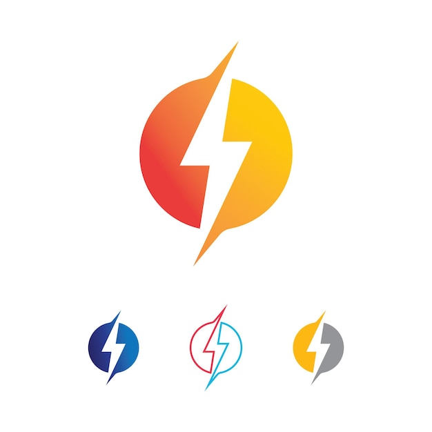 El vector de energía, flash ogo y rayo y diseño de plantilla de ilustración de electricidad de icono