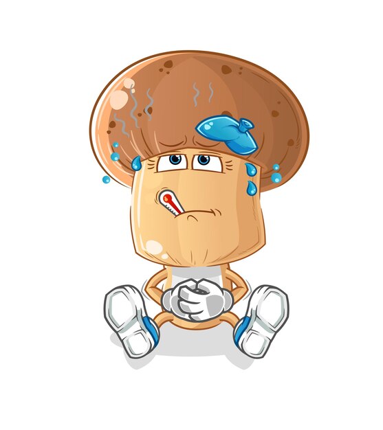 Vector enfermo de dibujos animados de cabeza de hongo. personaje animado